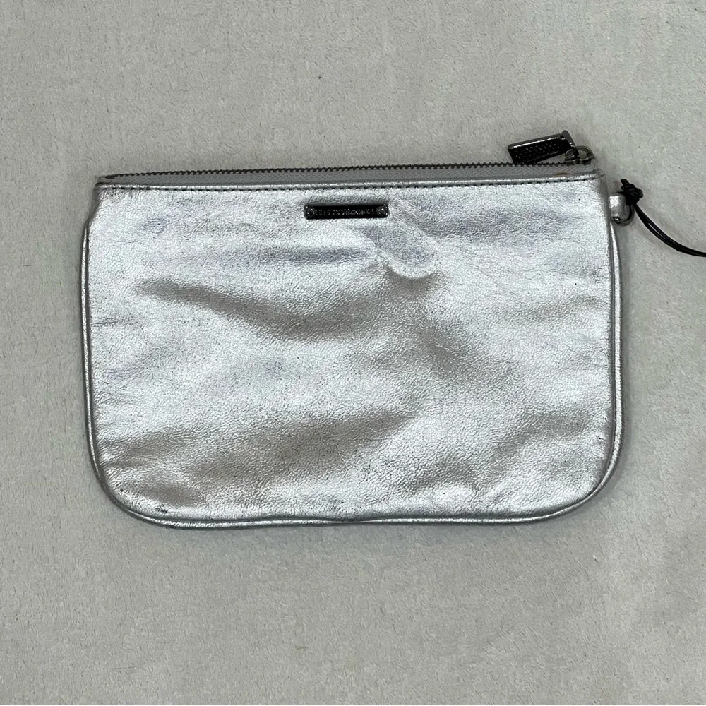 Rebecca Minkoff Silver Leather Skinny MAC Clutch NWT